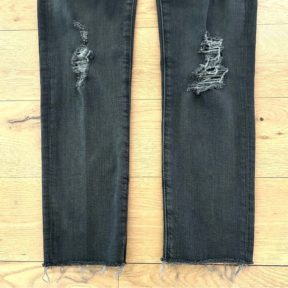 AG Adriano Goldschmied Stilt Cigarette Crop Jeans Distressed Black Rinse Size 24 - Picture 2 of 14